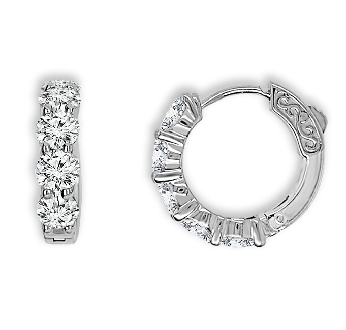 IDEAL ESSENTIALS 1.50CTW DIAMOND HUGGIE HOOP EARRINGS CONTAINING: 10 ROUND HEARTS & ARROWS IDEAL CUT DIAMONDS G VS-SI 14KW