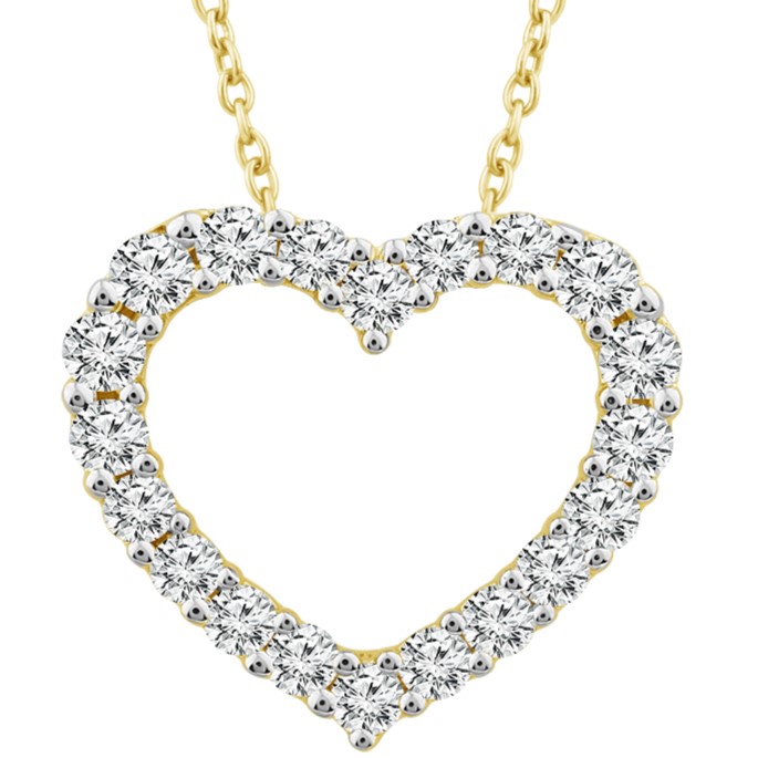 IDEAL ESSENTIALS 1/2CTW DIAMOND HEART PENDANT/CHAIN CONTAINING: 20 ROUND HEARTS & ARROWS IDEAL CUT DIAMONDS G VS-SI 14KY CHAIN INCLUDED