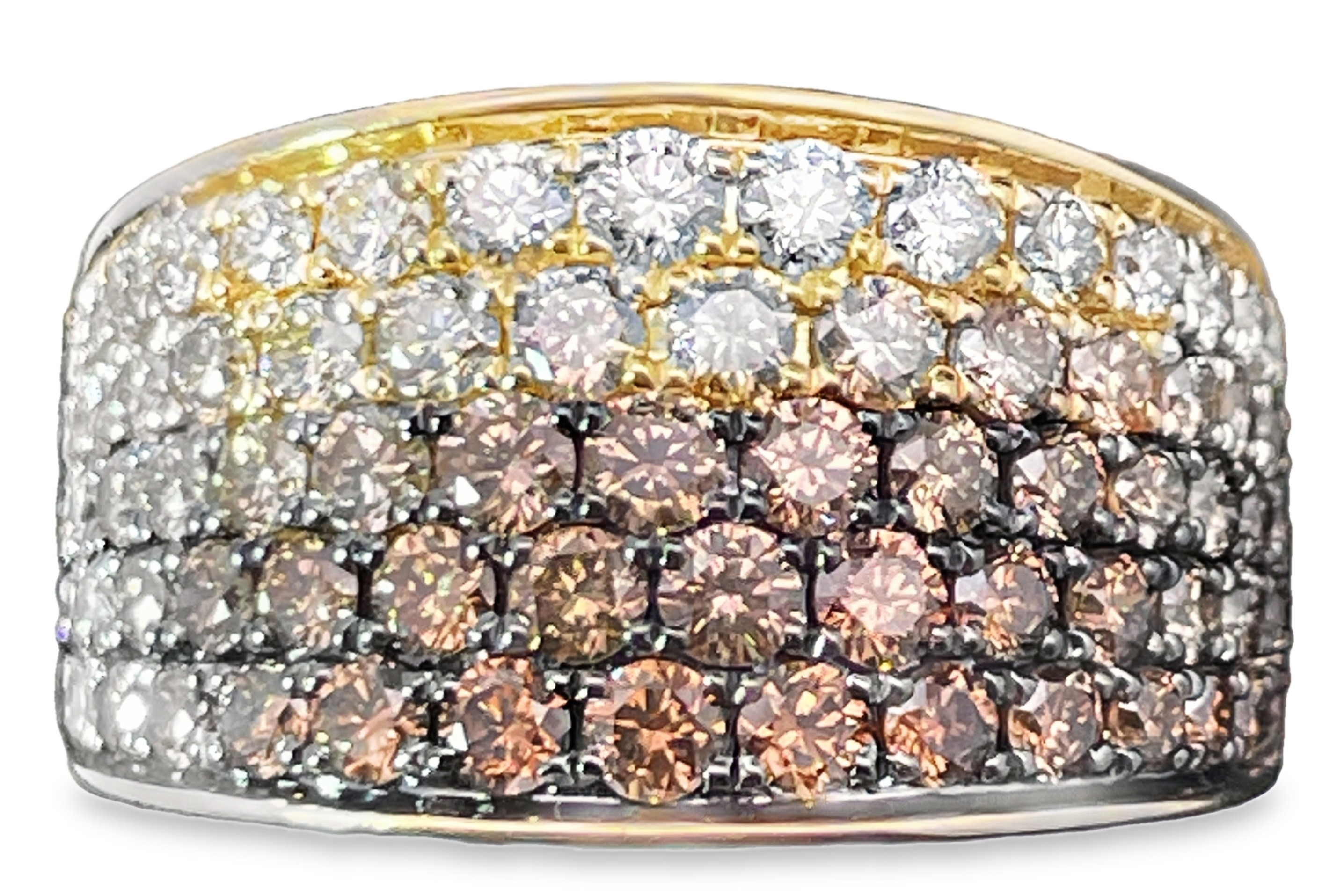 LE VIAN 2.18CTW OMBRE DIAMOND TAPERED BAND CONTAINING 73 ROUND DIAMONDS 14KY