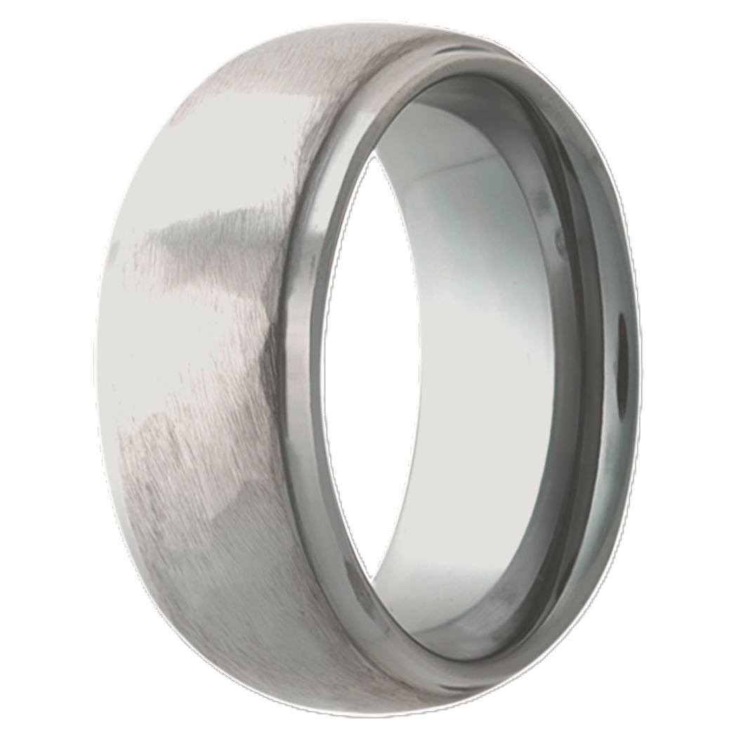 GTS 8MM TUNGSTEN DOME STEP-EDGE HAMMER-TOP POLISHED EDGE BAND SIZE 10.5