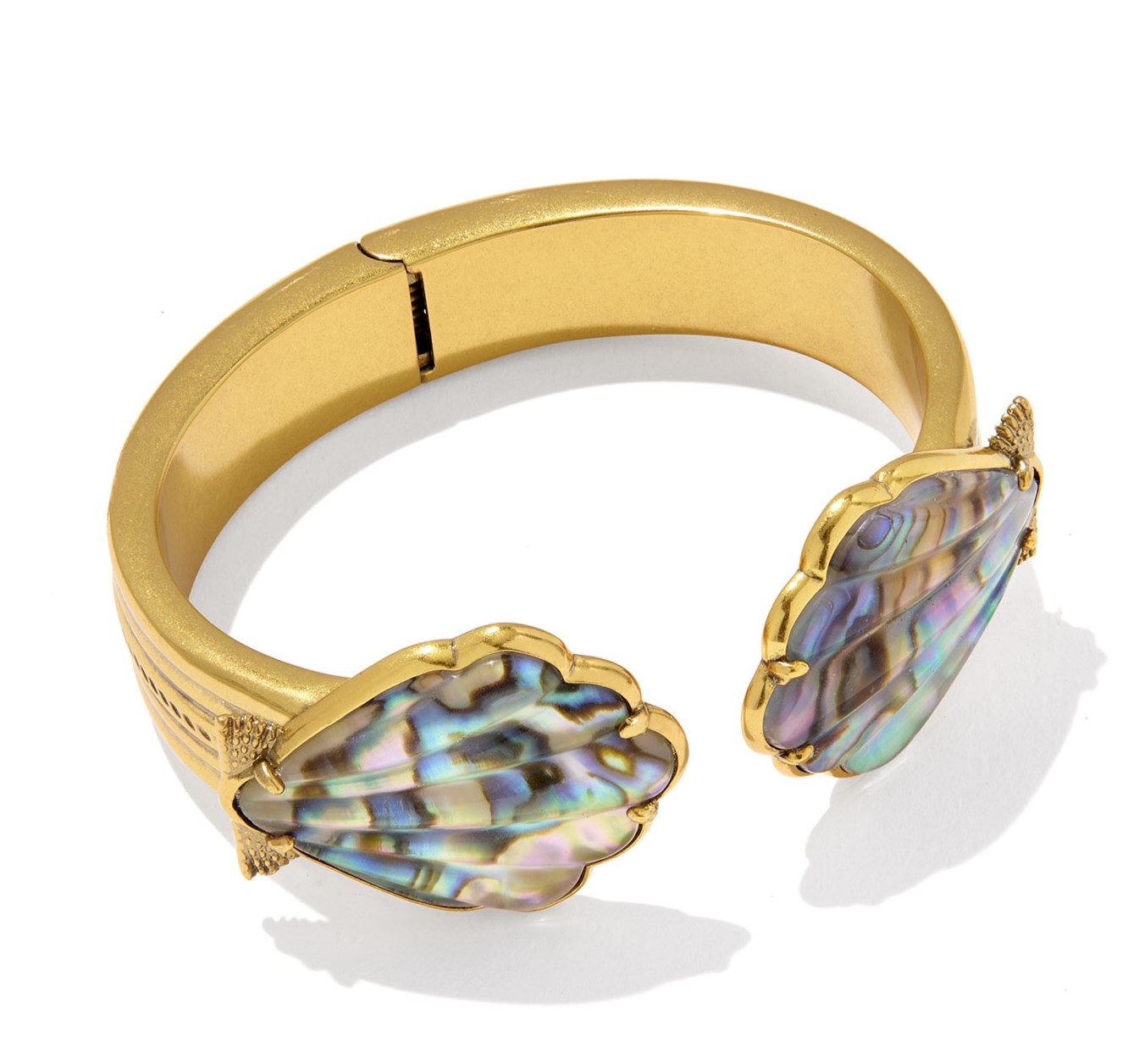 KENDRA SCOTT ALEXA ABALONE SHELL VINTAGE GOLD TONE STATEMENT CUFF