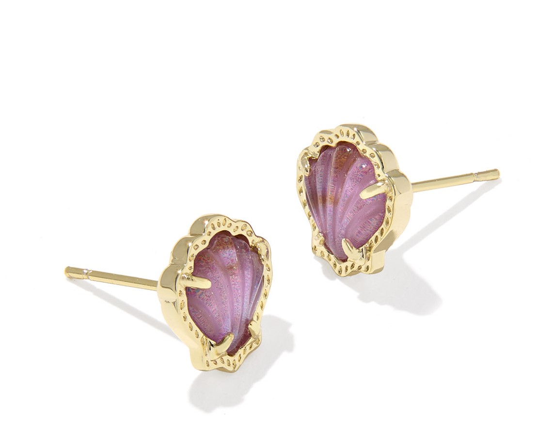 KENDRA SCOTT BRYNNE SHELL PURPLE IRIDESCENT ABALONE ILLUSION GOLD TONE STUDS
