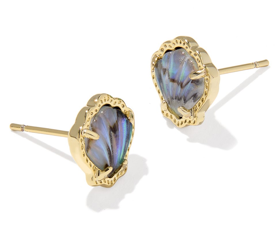 KENDRA SCOTT BRYNNE SHELL ABALONE SHELL GOLD TONE STUDS