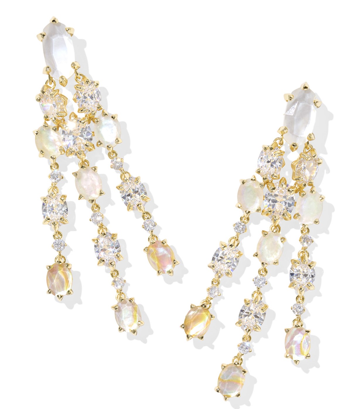 KENDRA SCOTT CAILIN WHITE MIX GOLD TONE STATEMENT EARRINGS