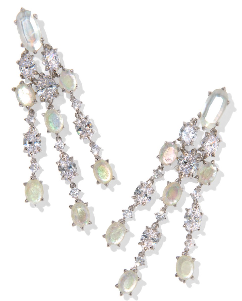 KENDRA SCOTT CAILIN WHITE MIX RHODIUM STATEMENT EARRINGS