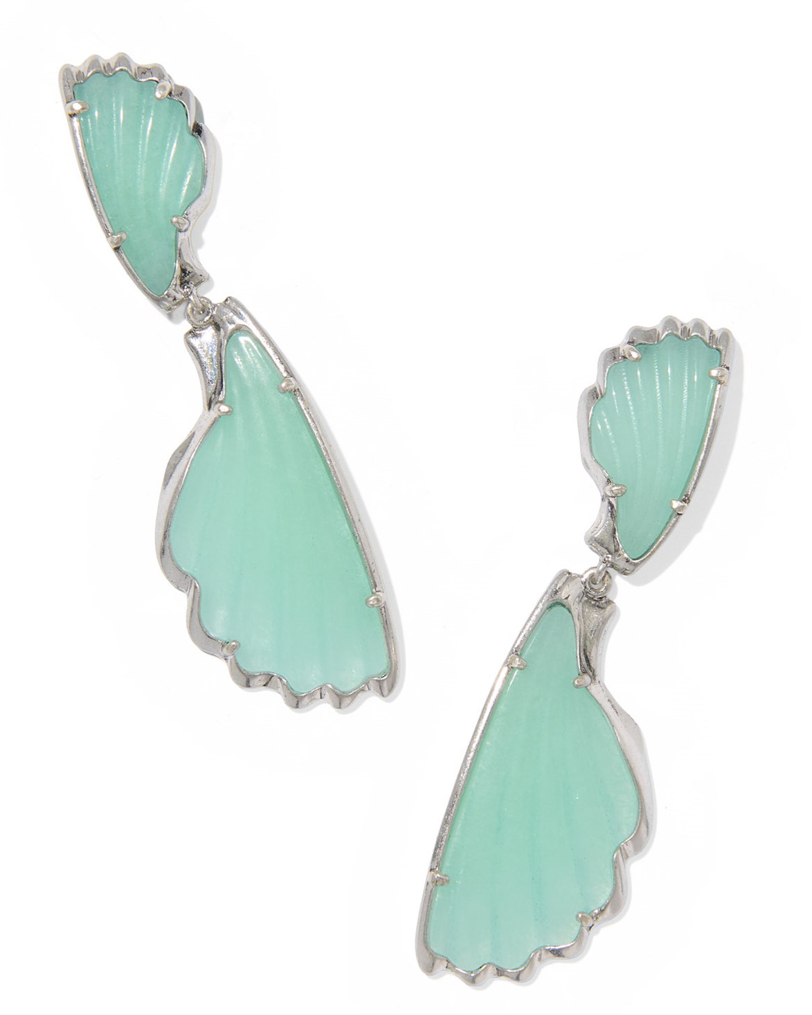 KENDRA SCOTT ALEXA DARK TEAL QUARTZ VINTAGE SILVER STATEMENT DROP EARRINGS