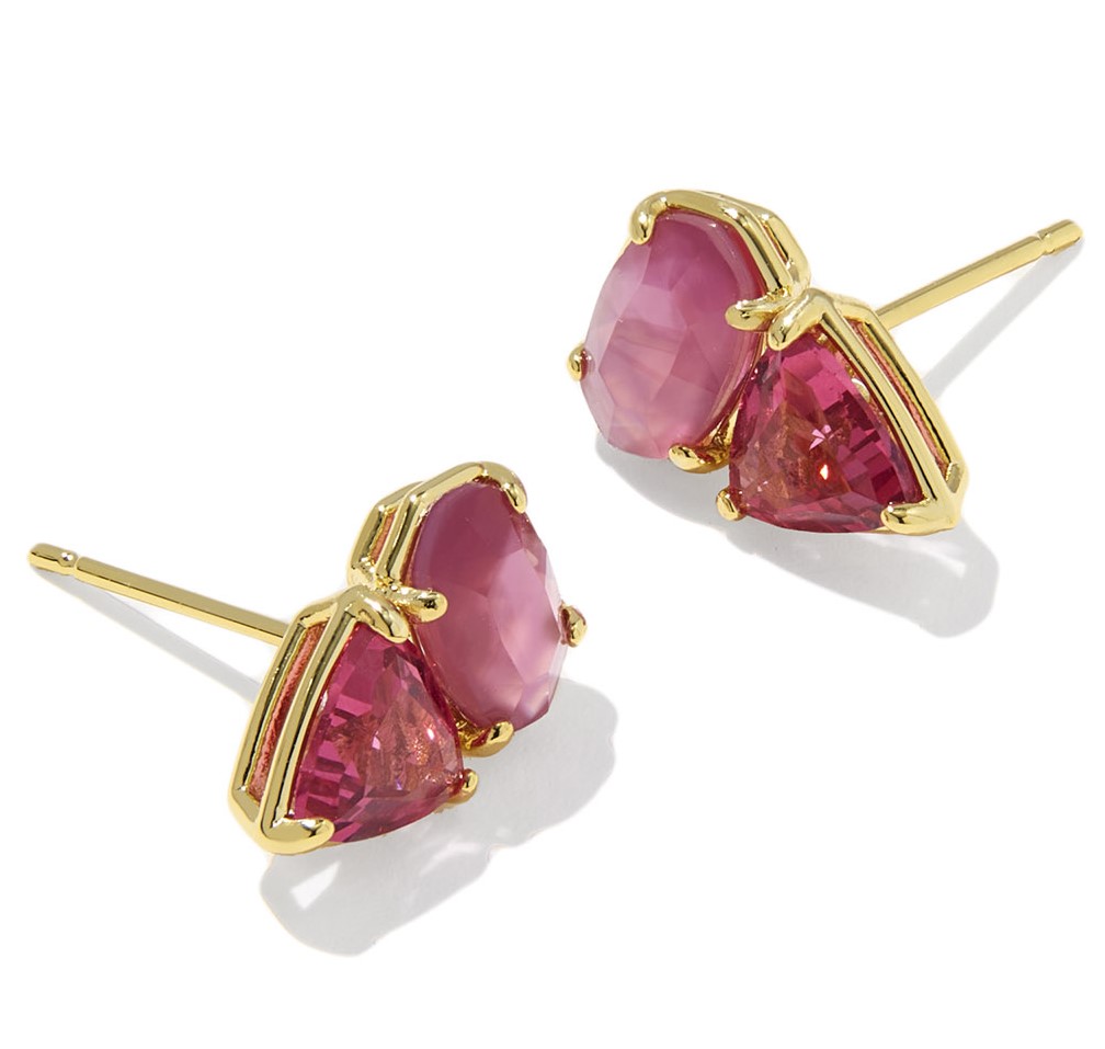 KENDRA SCOTT TATUM PINK MIX GOLD TONE STUDS