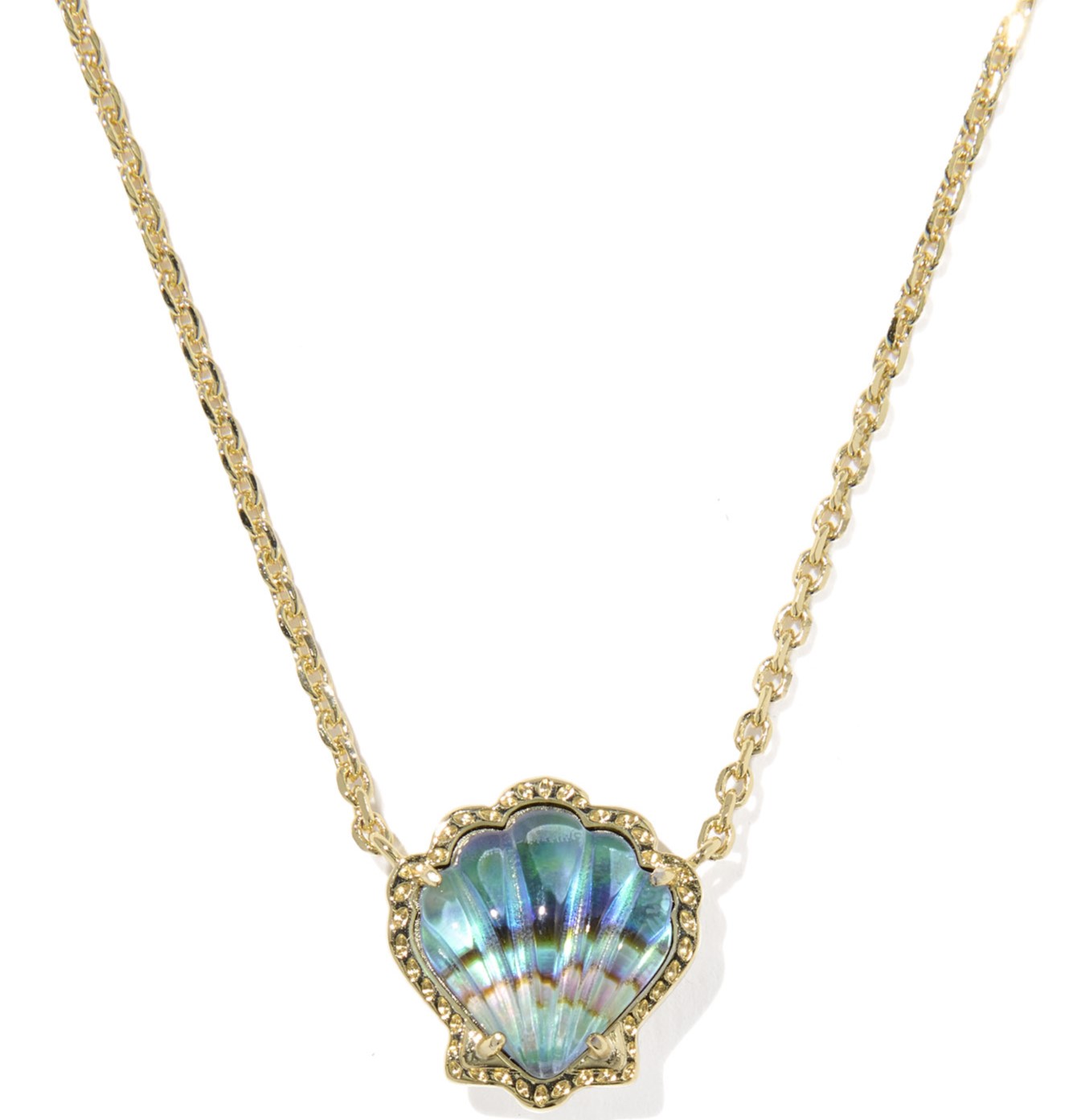 KENDRA SCOTT BRYNNE SHELL ABALONE SHELL GOLD TONE PENDANT NECKLACE