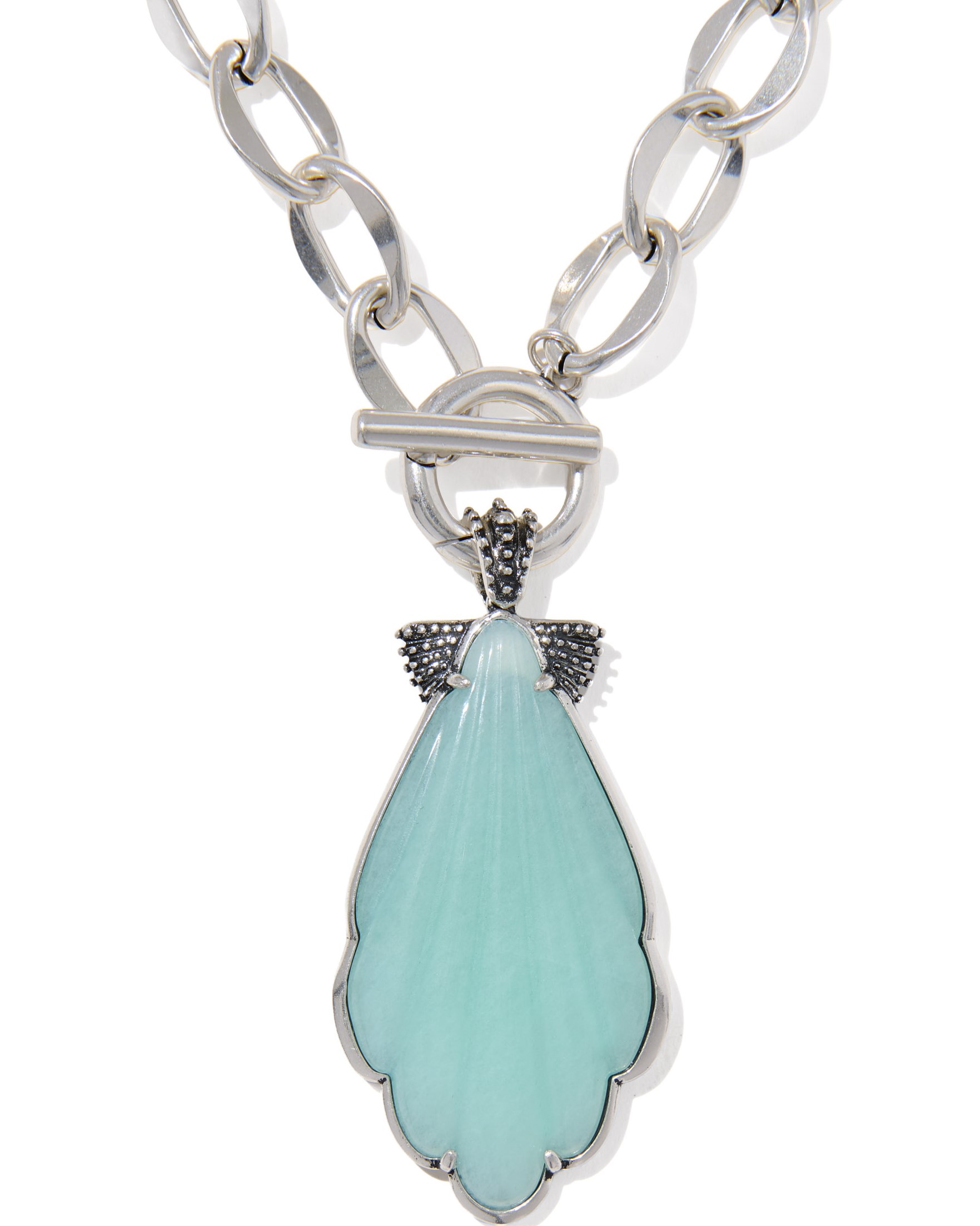 KENDRA SCOTT ALEXA DARK TEAL QUARTZ VINTAGE SILVER TONE STATEMENT NECKLACE