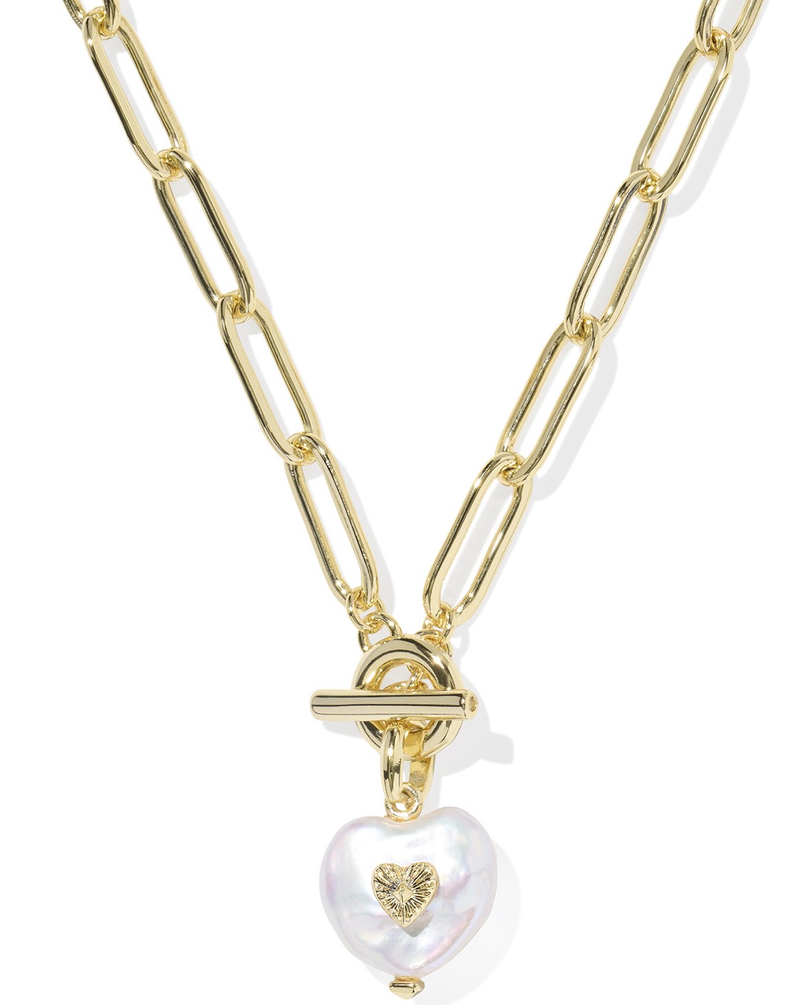 KENDRA SCOTT SASHA HEART FRESHWATER PEARL GOLD TONE SHORT PENDANT NECKLACE