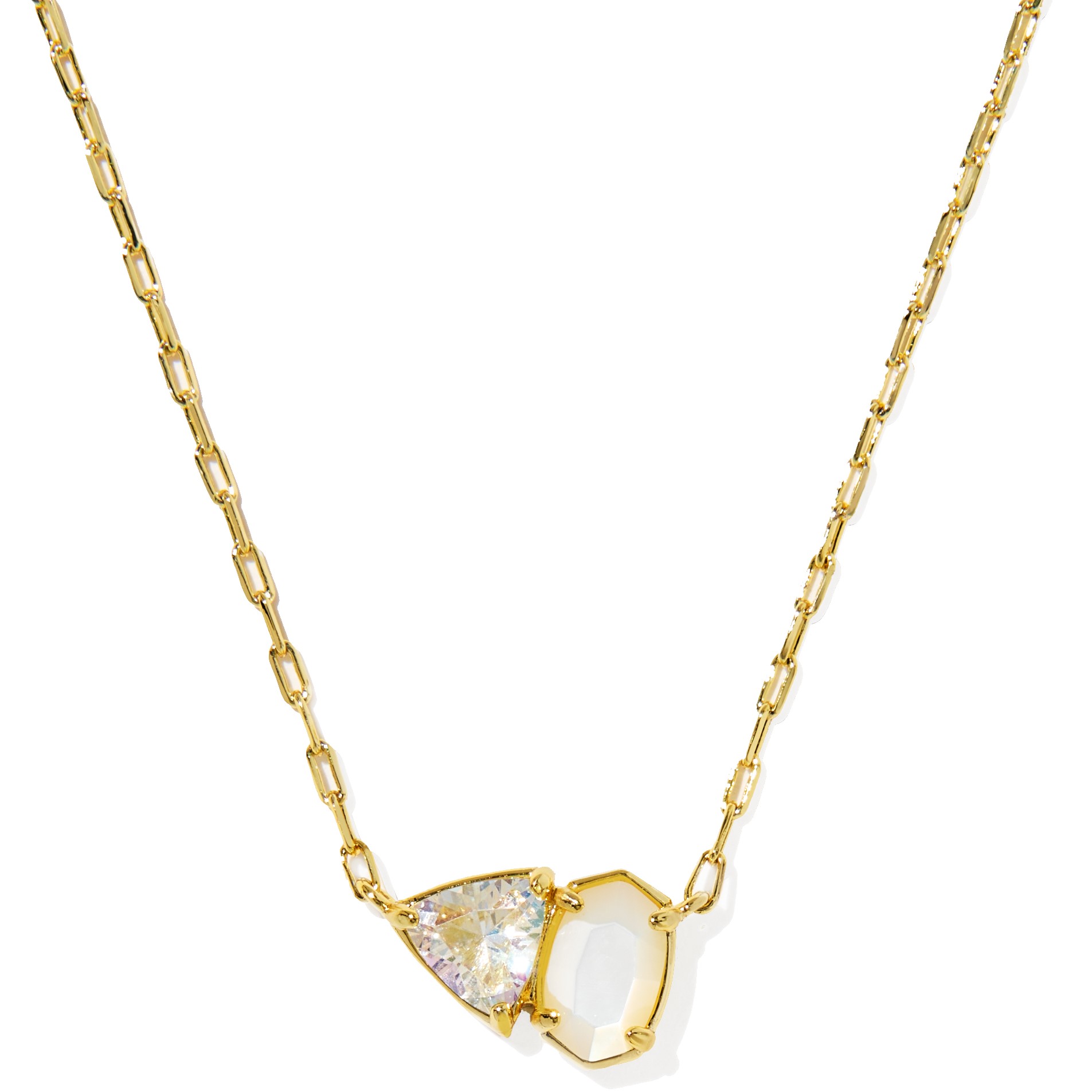 KENDRA SCOTT TATUM NEUTRAL MIX GOLD TONE SHORT PENDANT NECKLACE