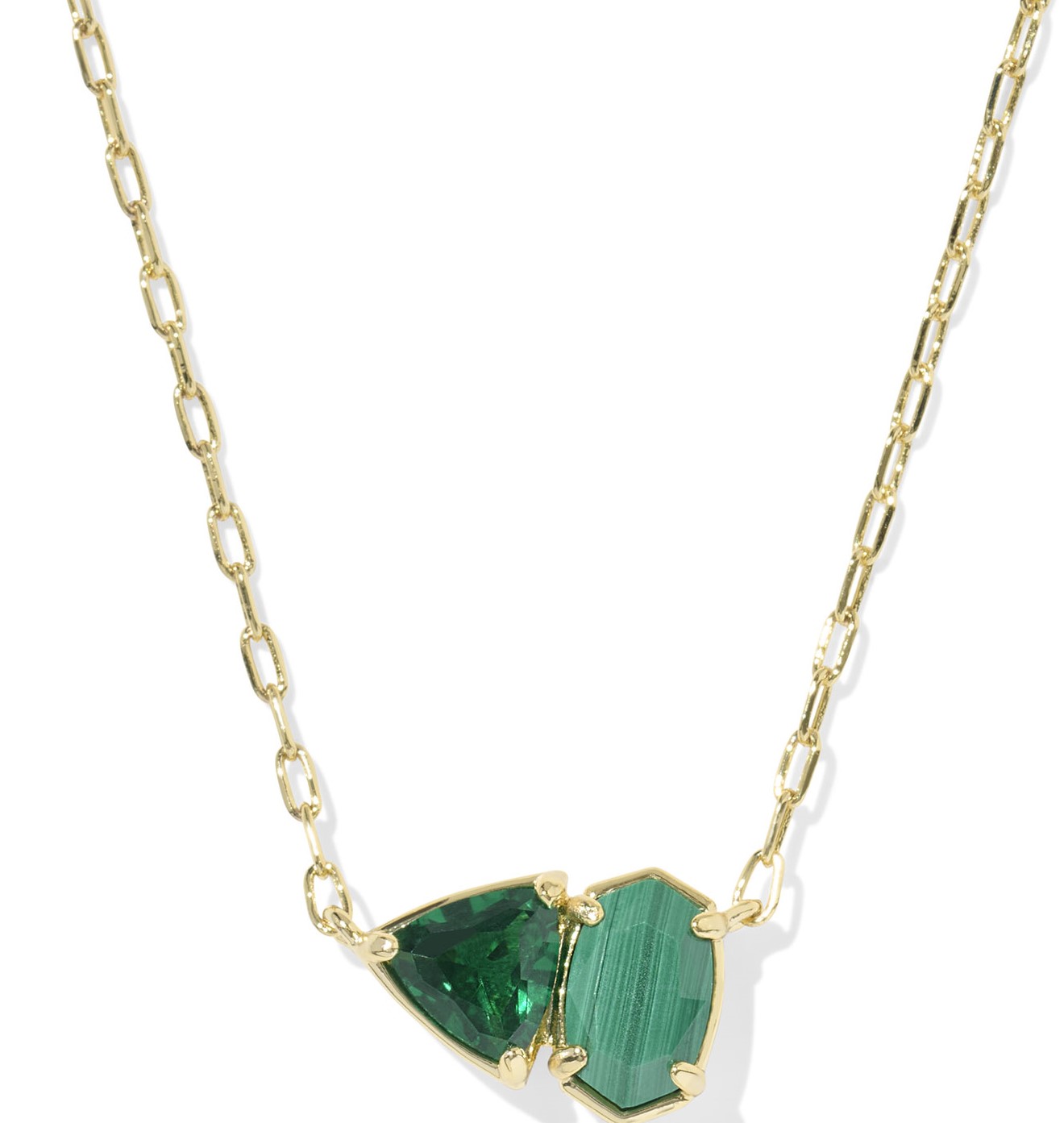 KENDRA SCOTT TATUM GREEN MIX GOLD TONE SHORT PENDANT NECKLACE