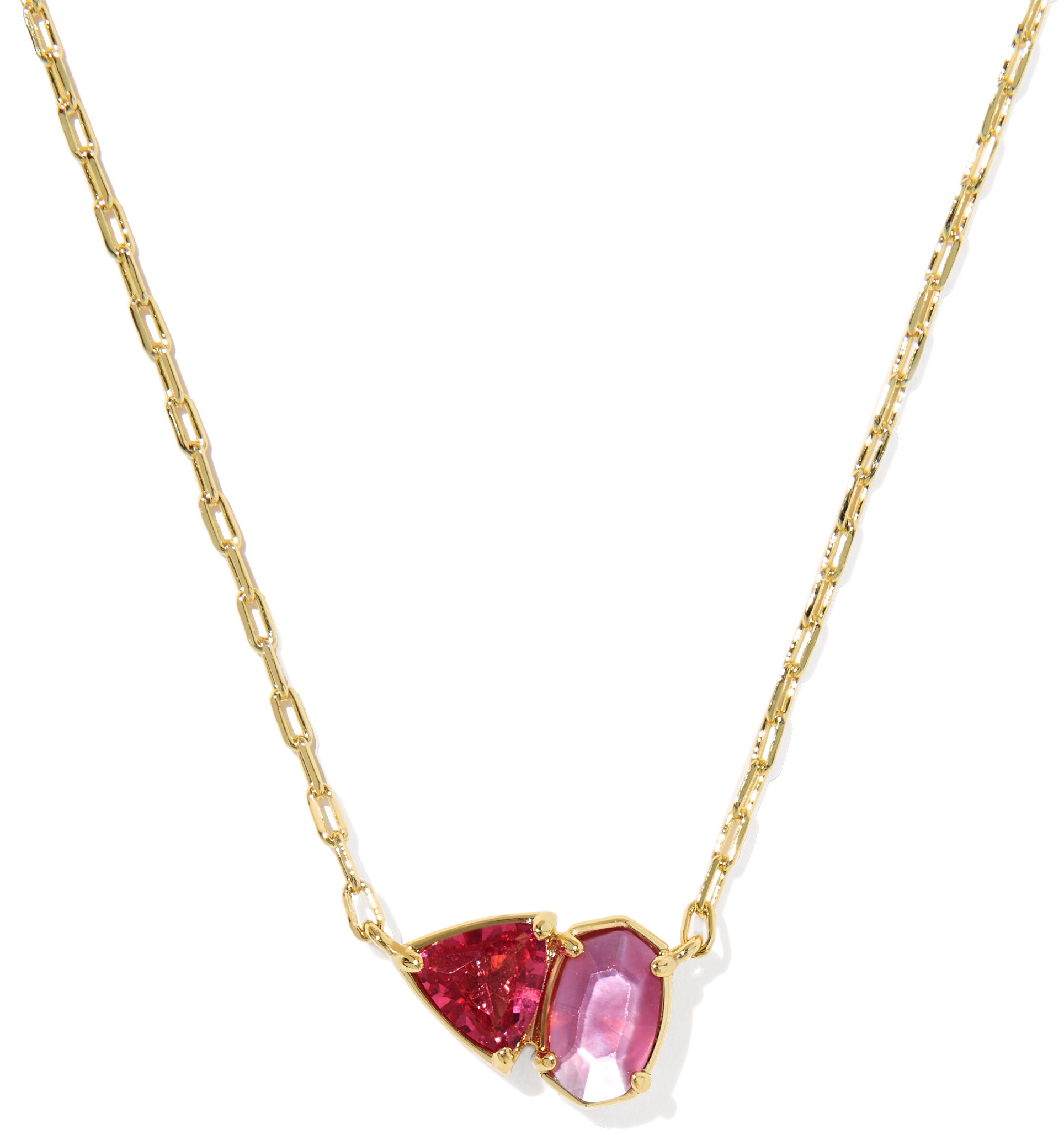 KENDRA SCOTT TATUM PINK MIX GOLD TONE SHORT PENDANT NECKLACE