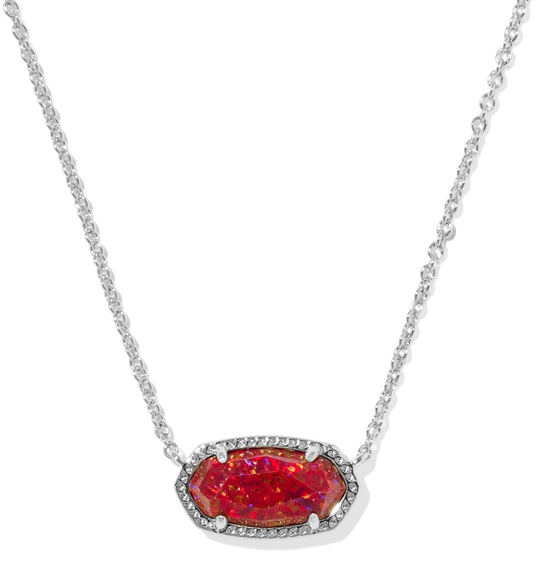 KENDRA SCOTT ELISA RED LAB CREATED OPAL RHODIUM NECKLACE