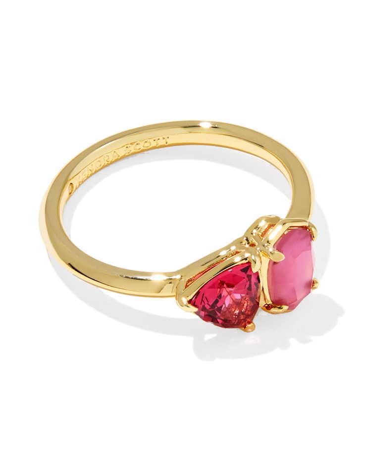 KENDRA SCOTT TATUM PINK MIX GOLD TONE BAND RING SIZE 7