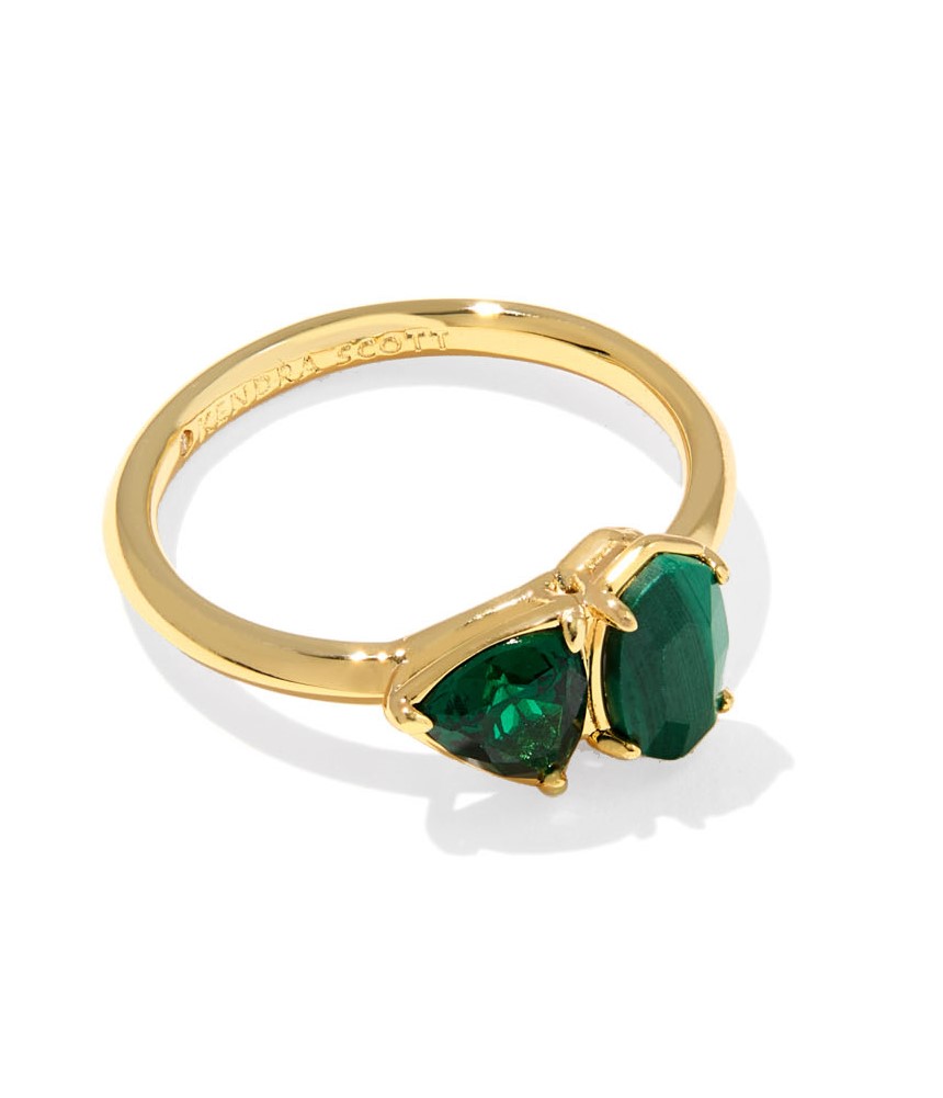 KENDRA SCOTT TATUM GREEN MIX GOLD TONE BAND RING SIZE 7