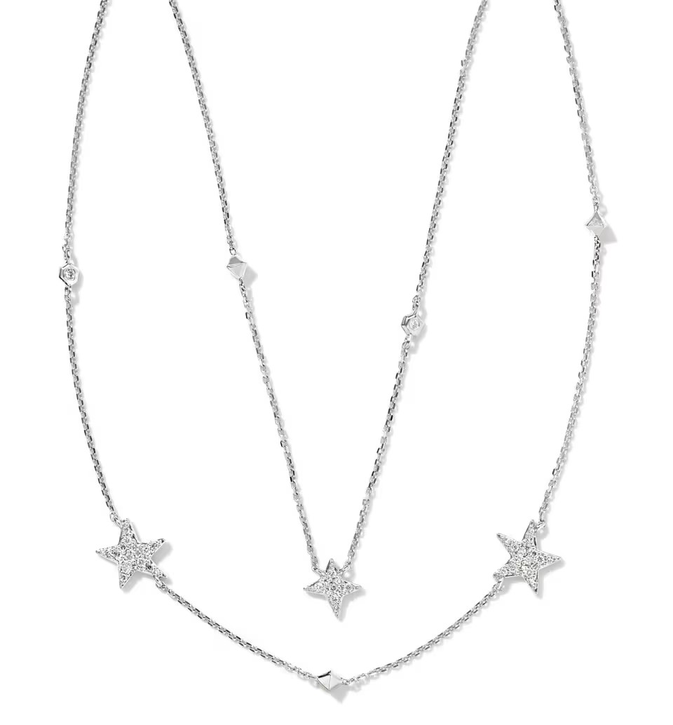 KENDRA SCOTT .19CTW DIAMOND STAR CLUSTERS MULTI-STRAND NECKLACE 14KW
