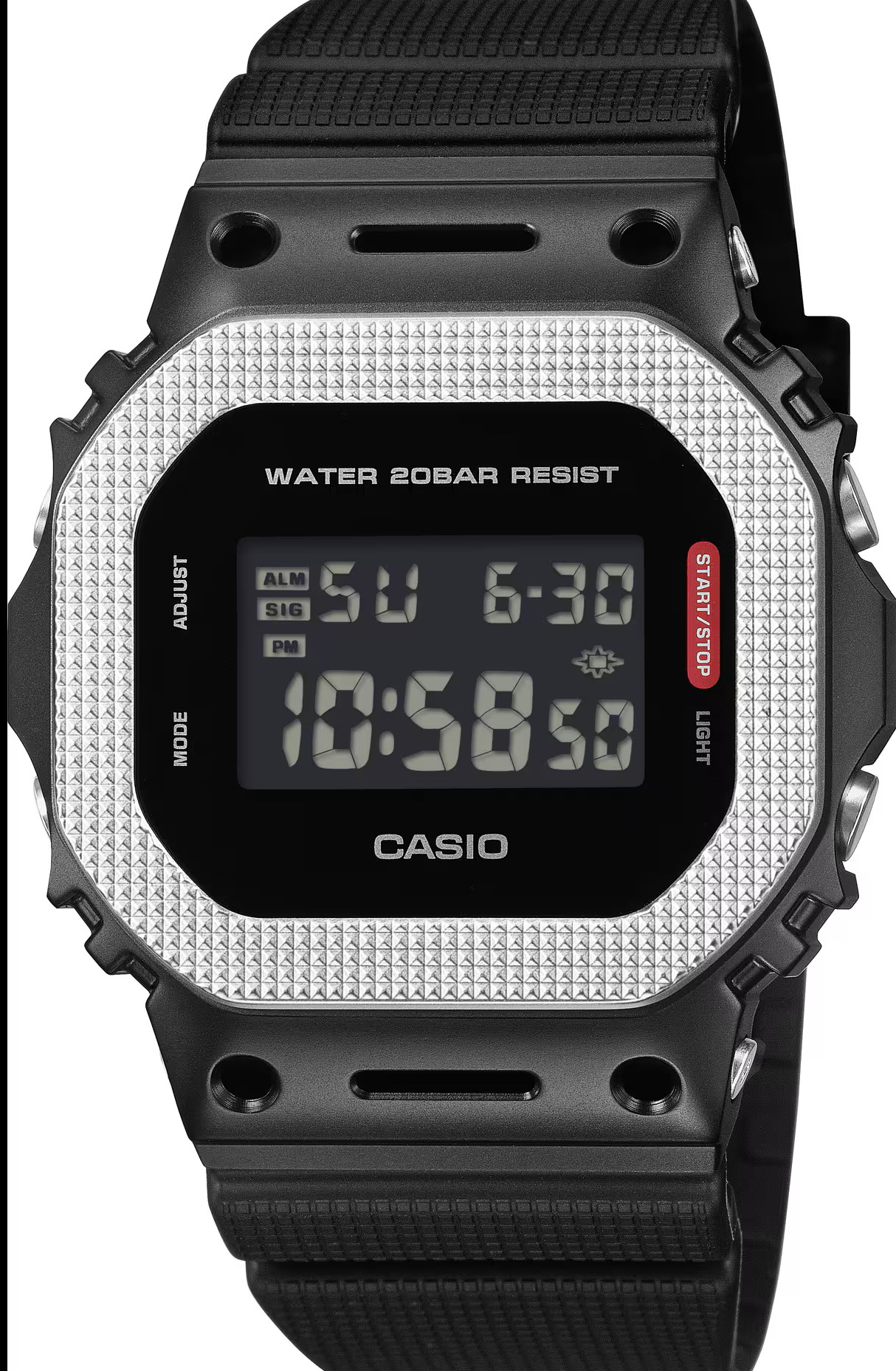 CASIO G-SHOCK DIGITAL RECTANGULAR DIAL OCTAGONAL BEZEL BLACK RESIN WATCH