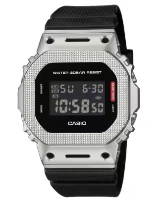 CASIO G-SHOCK DIGITAL RECTANGULAR DIAL OCTAGONAL BEZEL BLACK RESIN WATCH