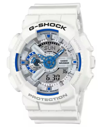 CASIO G-SHOCK ANALOGUE/DIGITAL WHITE RESIN WATCH WITH BLUE