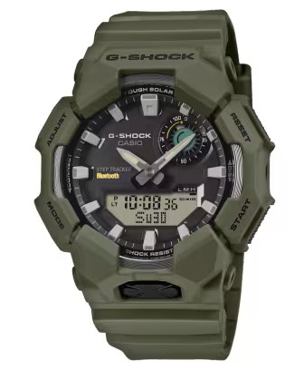 CASIO-G-SHOCK ANALOGUE/DIGITAL SOLAR STEP-TRACKER GREEN RESIN WATCH