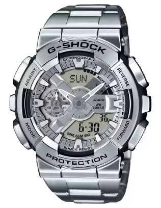 CASIO G-SHOCK ANALOGUE/DIGITAL SILVER DIAL WATCH LINK BRACELET STAINLESS