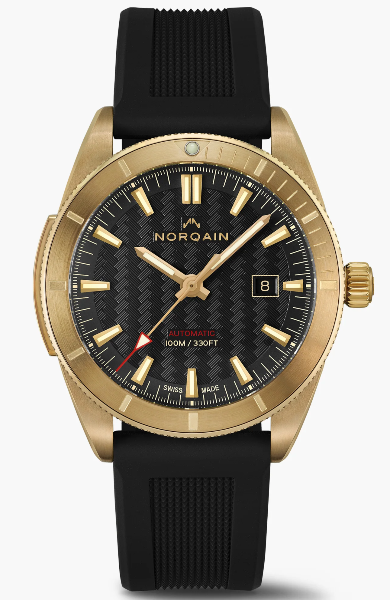 NORQAIN 42MM ADVENTURE SPORT GOLDEN HOUR BLK DIAL BLK RUBBER STRAP