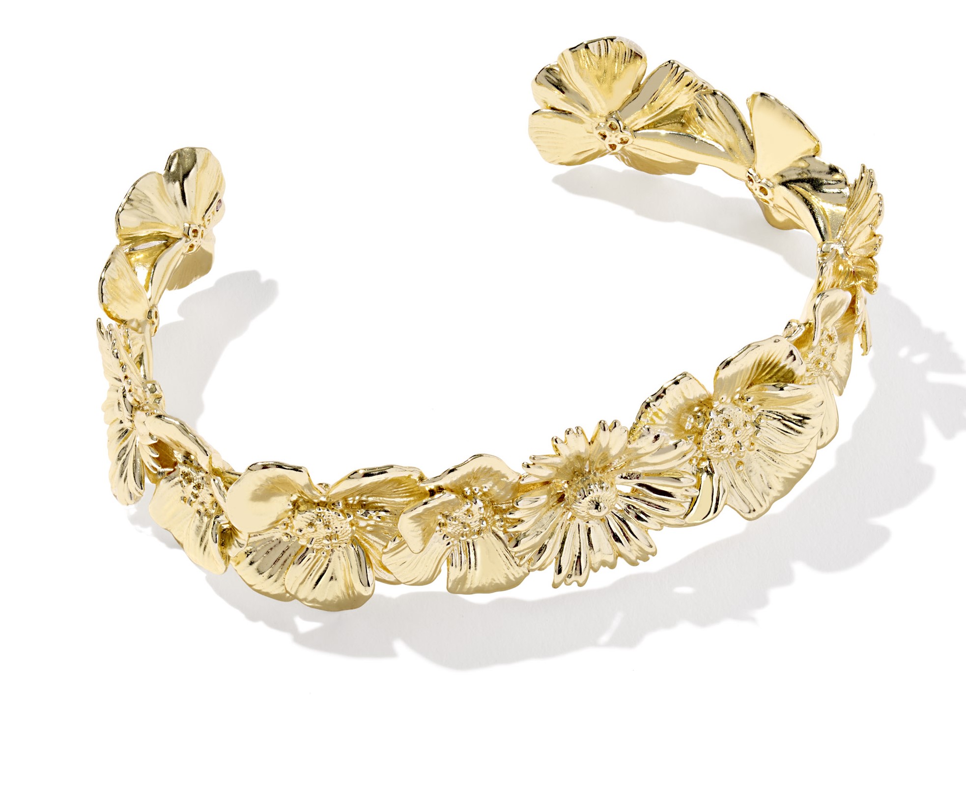 KENDRA SCOTT CAILEY FLOWER CUFF BRACELET GOLD M/L