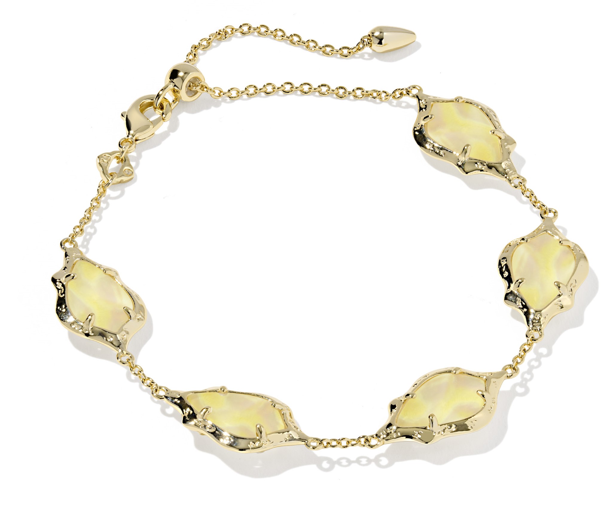 KENDRA SCOTT ADRIANA SCALLOP FRAME DELICATE CHAIN BRACELET IRIDESCENT ABALONE YELLOW