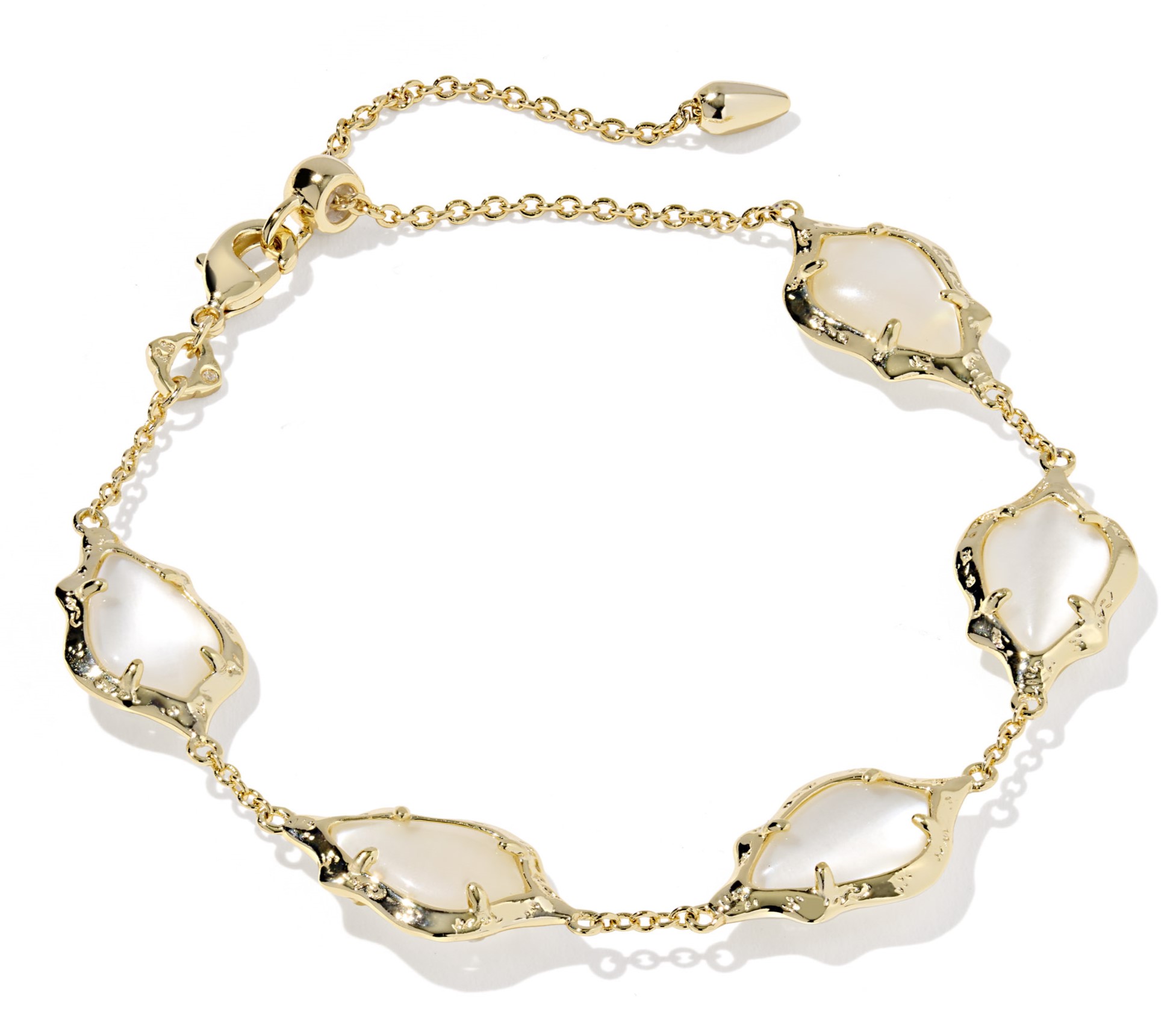 KENDRA SCOTT ADRIANA SCALLOP FRAME DELICATE CHAIN BRACELET NATURAL MOTHER OF PEARL GOLD
