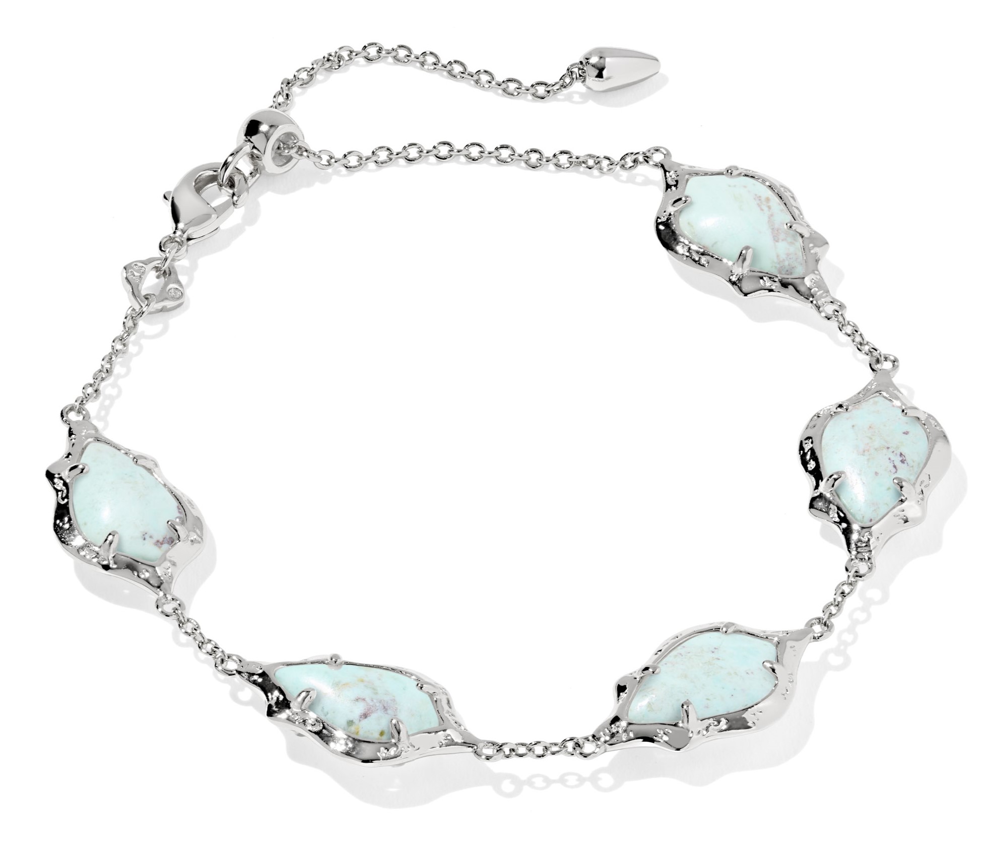 KENDRA SCOTT ADRIANA SCALLOP FRAME DELICATE CHAIN BRACELET SEA GREEN CHRYSOCOLLA SILVER