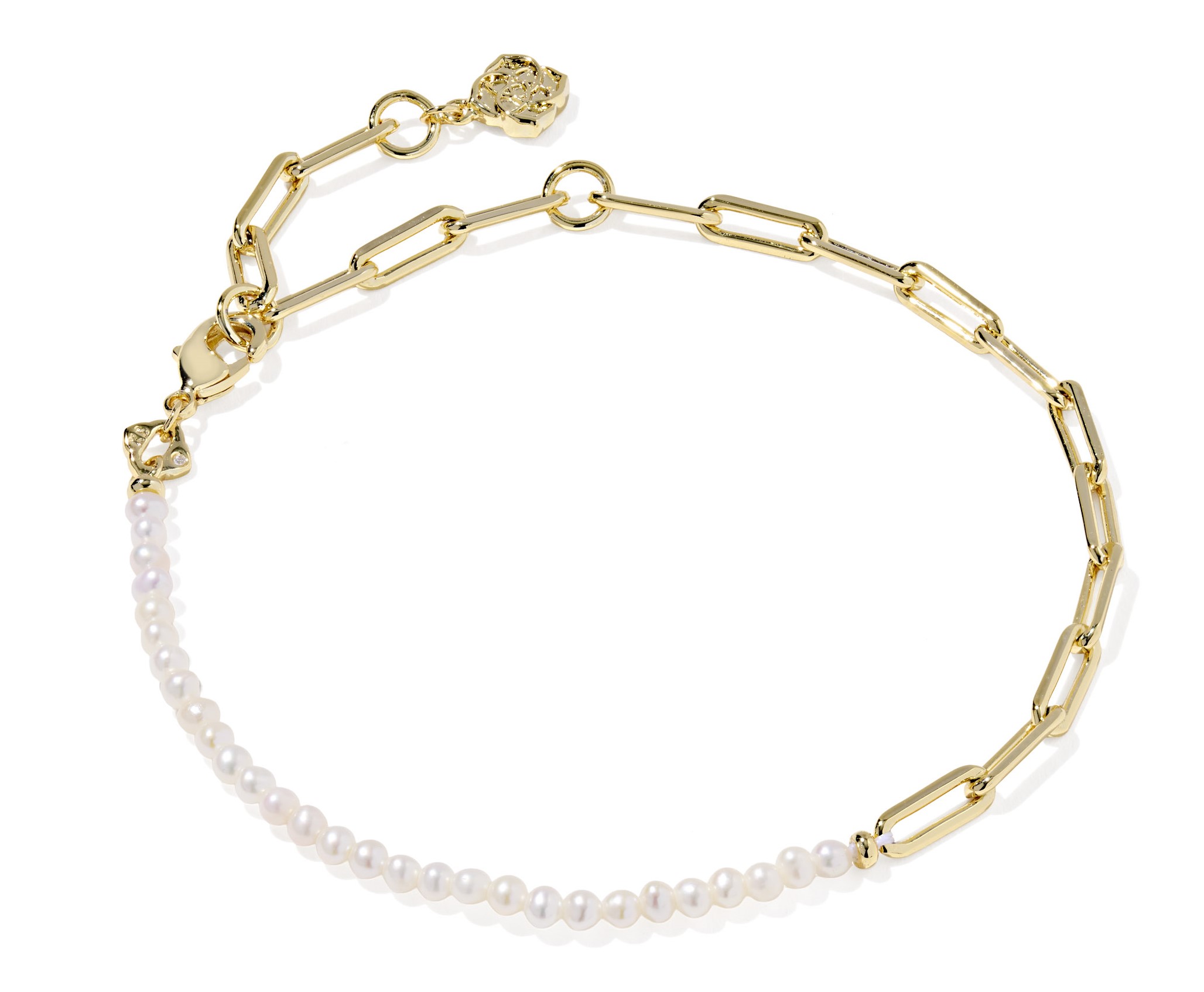 KENDRA SCOTT MARKIE HALF CHAIN BRACELET FRESHWATER CULTURED PEARL GOLD