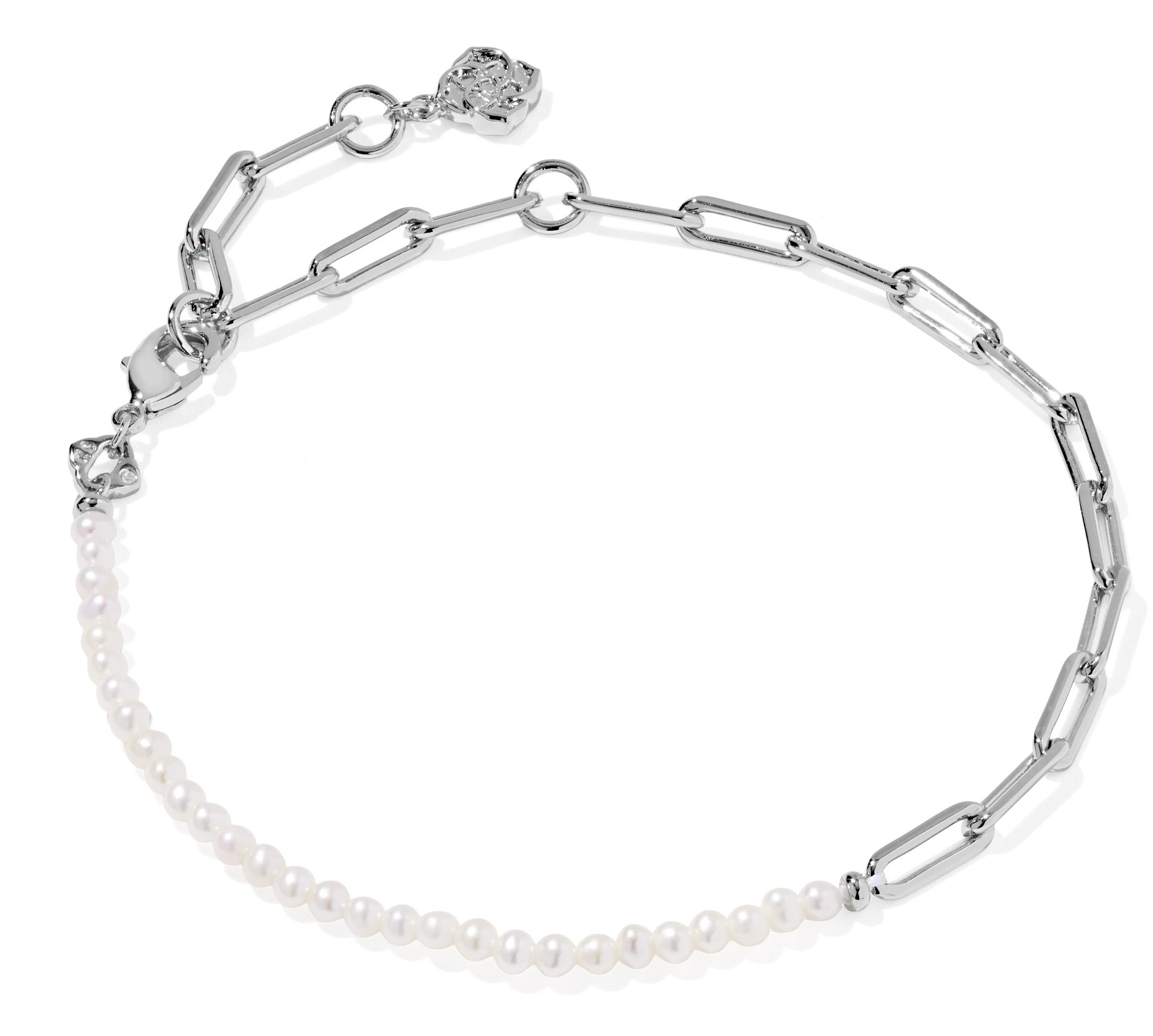 KENDRA SCOTT MARKIE HALF CHAIN BRACELET FRESHWATER CULTURED PEARL SILVER