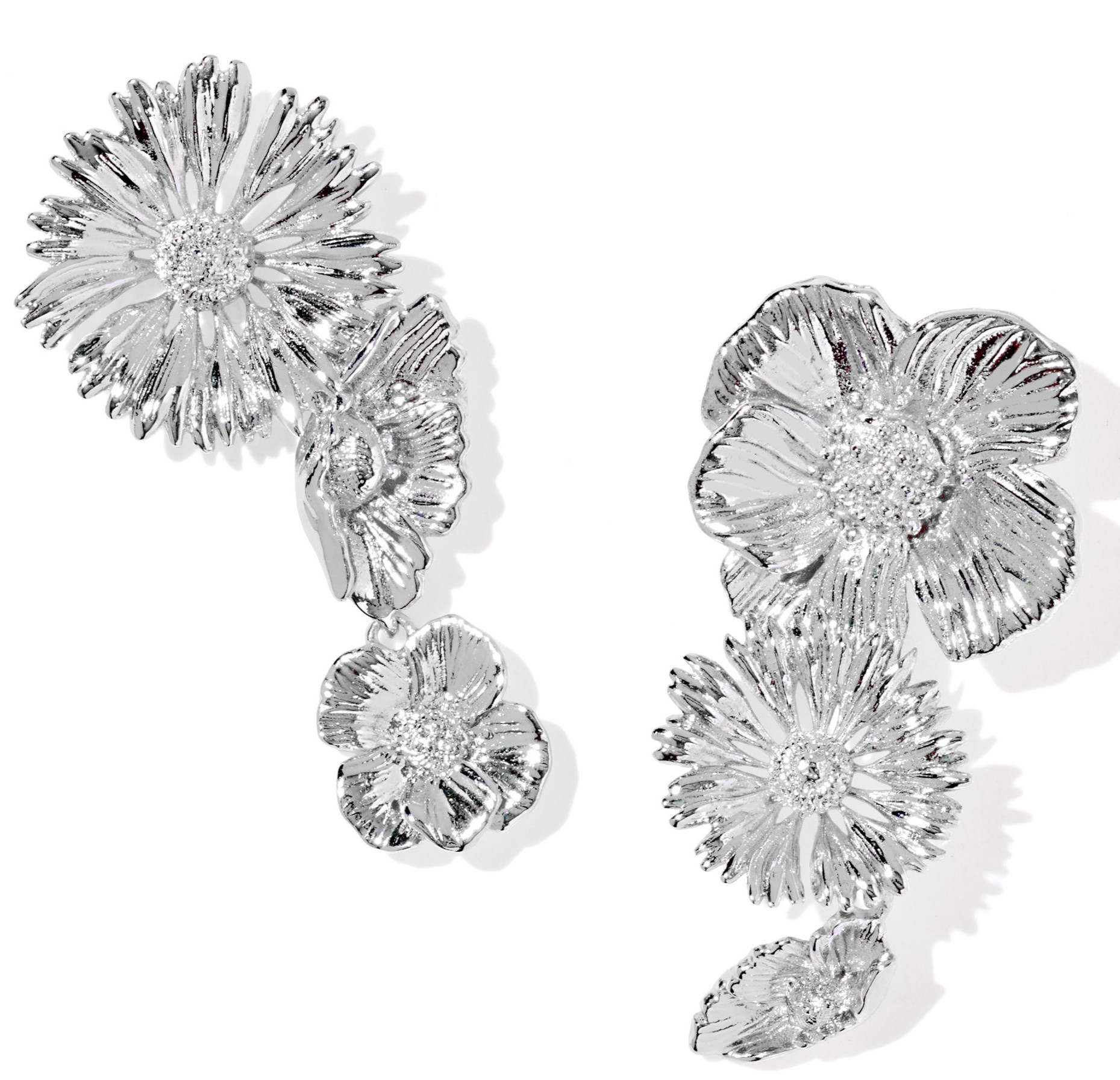 KENDRA SCOTT CAILEY FLOWER STATEMENT EARRINGS VINTAGE SILVER