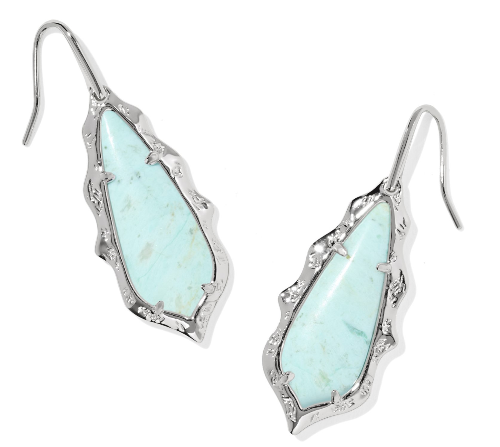 KENDRA SCOTT ADRIANA SCALLOP FRAME DROP EARRINGS SEA GREEN CHRYSOCOLLA SILVER
