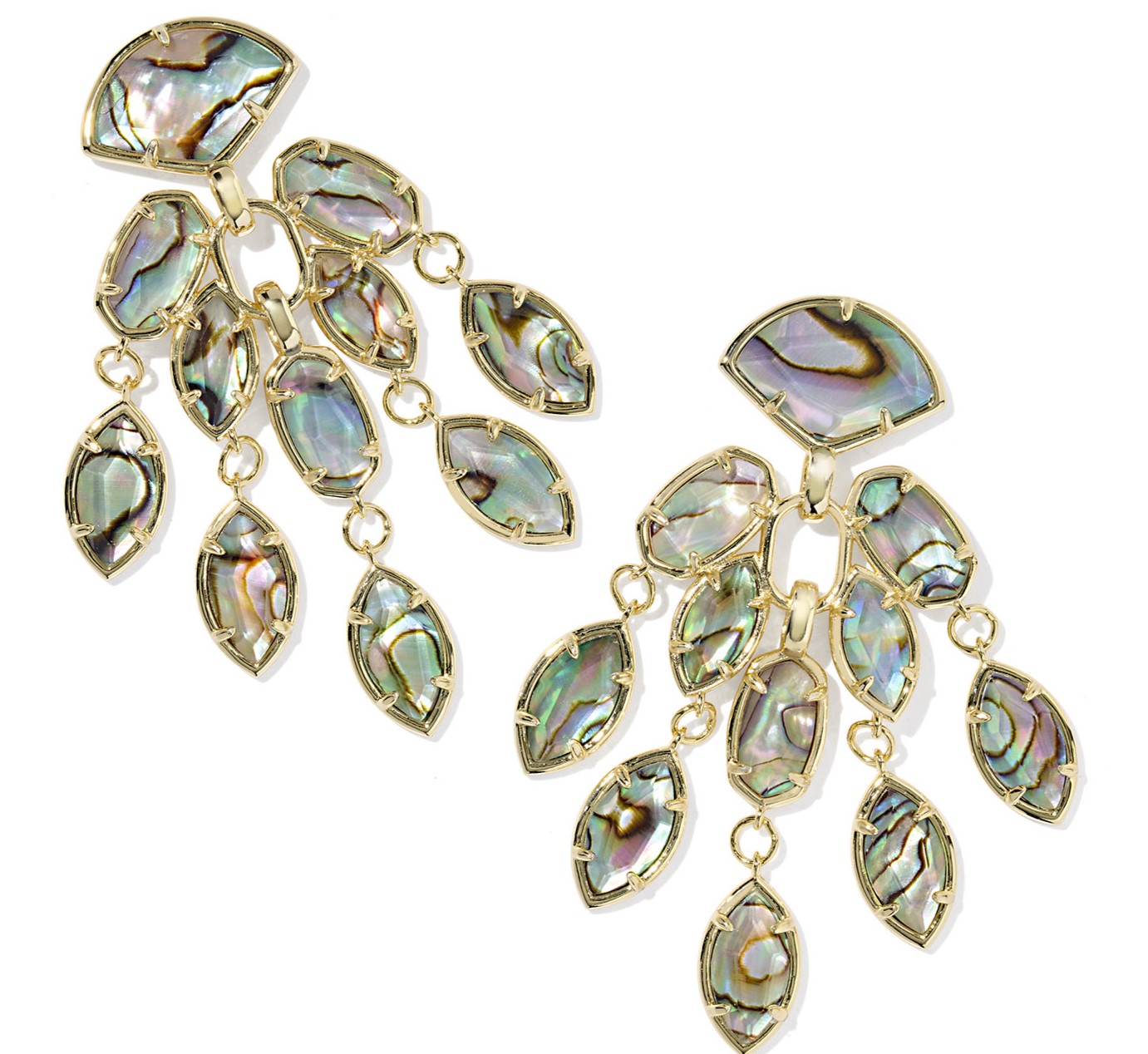 KENDRA SCOTT GWEN STATEMENT EARRINGS ABALONE SHELL GOLD