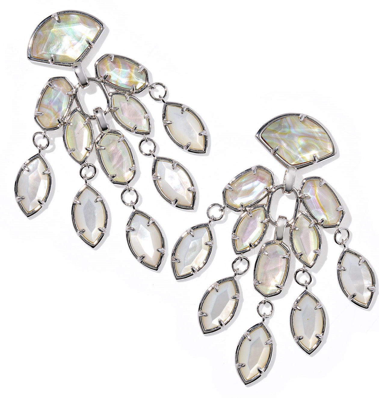 KENDRA SCOTT GWEN STATEMENT EARRINGS NEUTRAL MIX SILVER