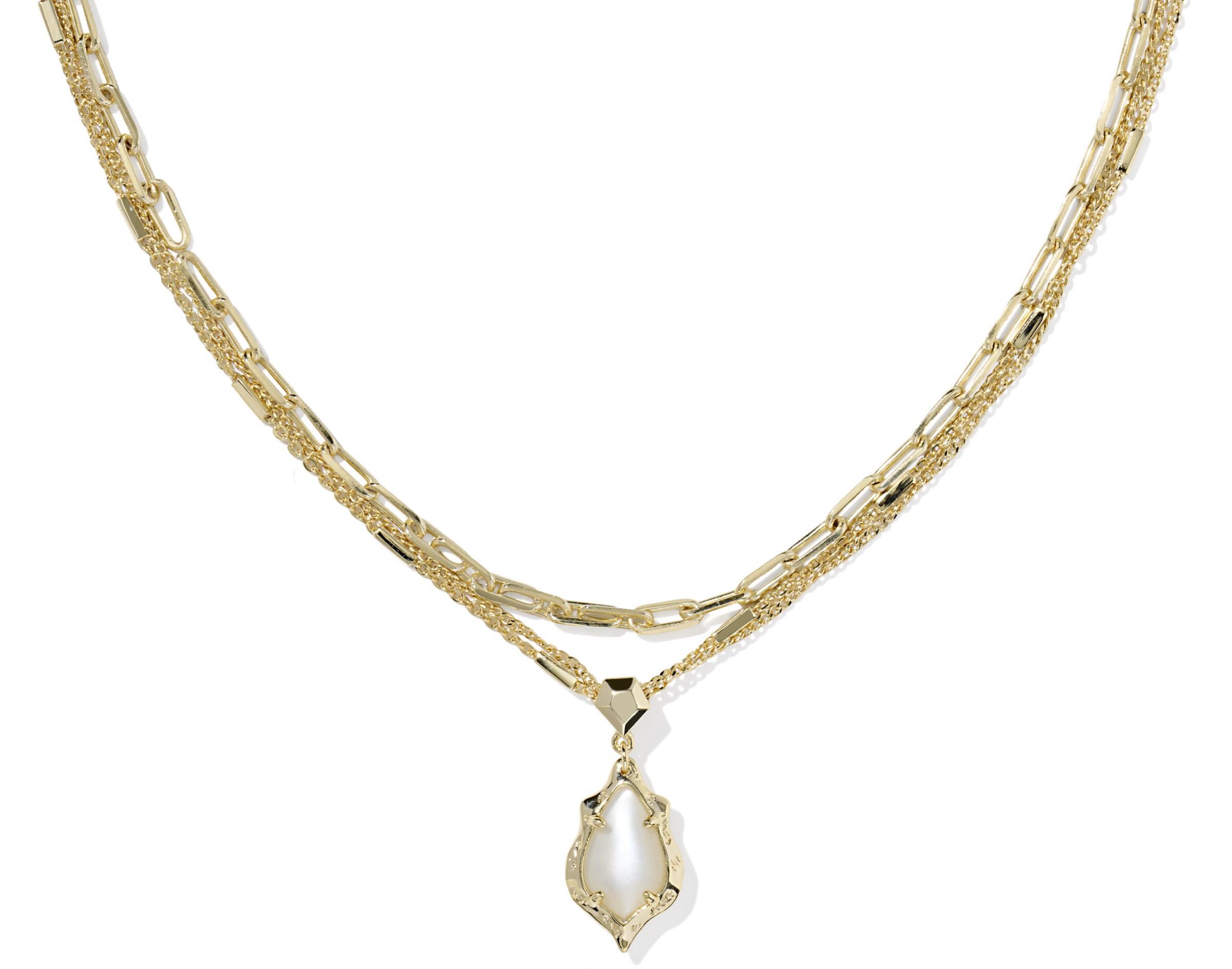 KENDRA SCOTT ADRIANA SCALLOP FRAME MULTI STRAND NECKLACE NATURAL MOTHER OF PEARL GOLD