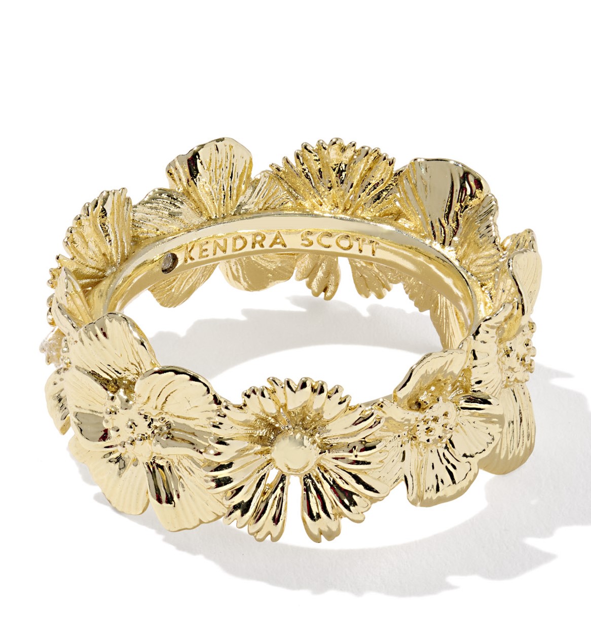 KENDRA SCOTT CAILEY FLOWER BAND RING SZ 8 GOLD