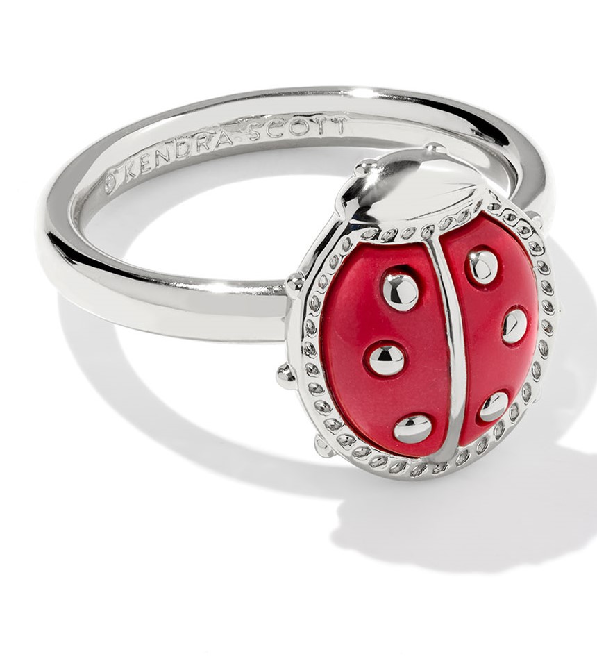 KENDRA SCOTT LADYBUG BAND RING SZ8 SILVER
