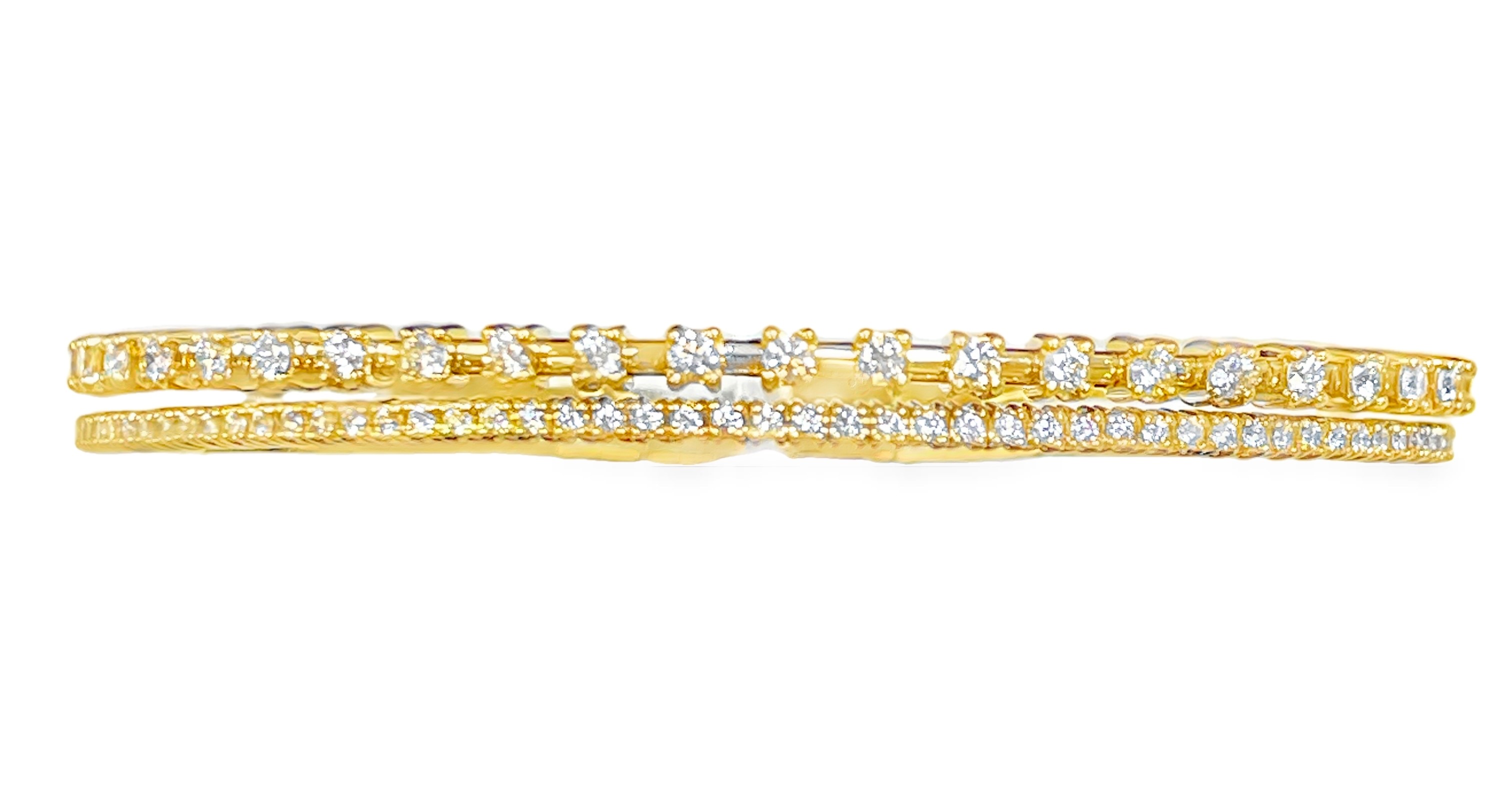 75D=1.17CTW TWO-ROW FLEX BANGLE BRACELET 14KY