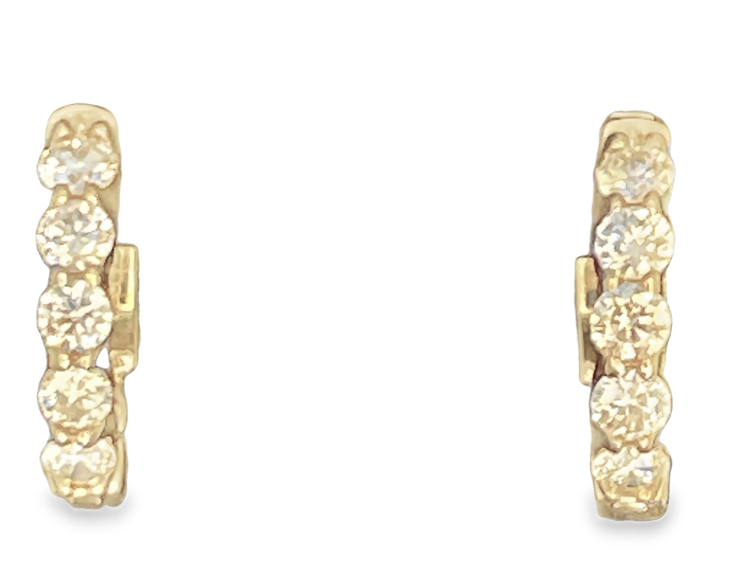 IDEAL ESSENTIALS 1/2CTW 10 ROUND HEARTS & ARROWS DIAMONDS HUGGIE ROUND HOOP EARRINGS G VS-SI 14KY