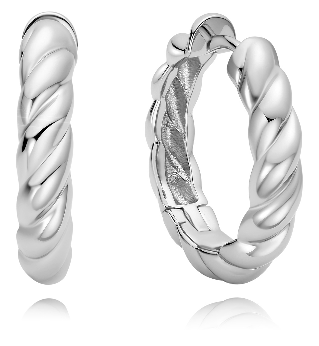 ANIA HAIE TWISTED HUGGIE HOOP SILVER EARRINGS