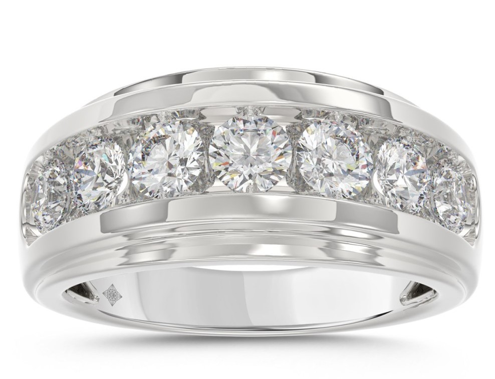 SUPER MAN MADE CREATED 2.00CTW 7 ROUND DIAMOND GTS BAND F-G VS1-VS2 IGI CARD CERT EC-133715W 14KW