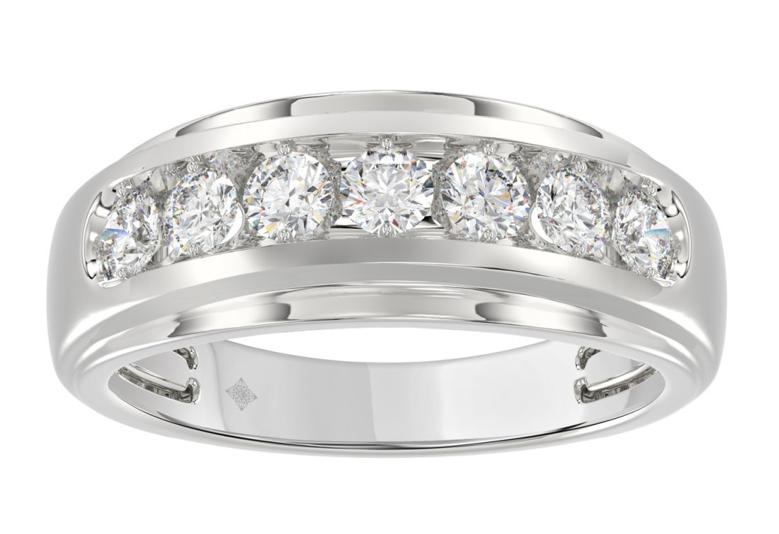 SUPER MAN MADE CREATED 1.00CTW 7 ROUND DIAMOND GTS BAND F-G VS1-VS2 IGI CARD CERT EC-134391W 14KW