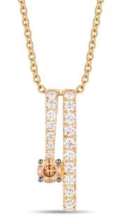 LE VIAN .73CTW DOUBLE-BAR PENDANT/CHAIN CONTAINING: 1 ROUND CHOCOLATE DIAMOND + 17 ROUND VANILLA DIAMONDS 14KY CHAIN INCLUDED