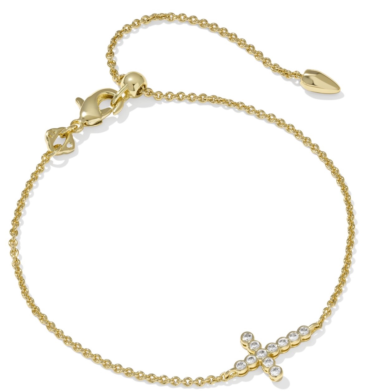 KENDRA SCOTT CROSS CRYSTAL GOLD TONE DELICATE BRACELET