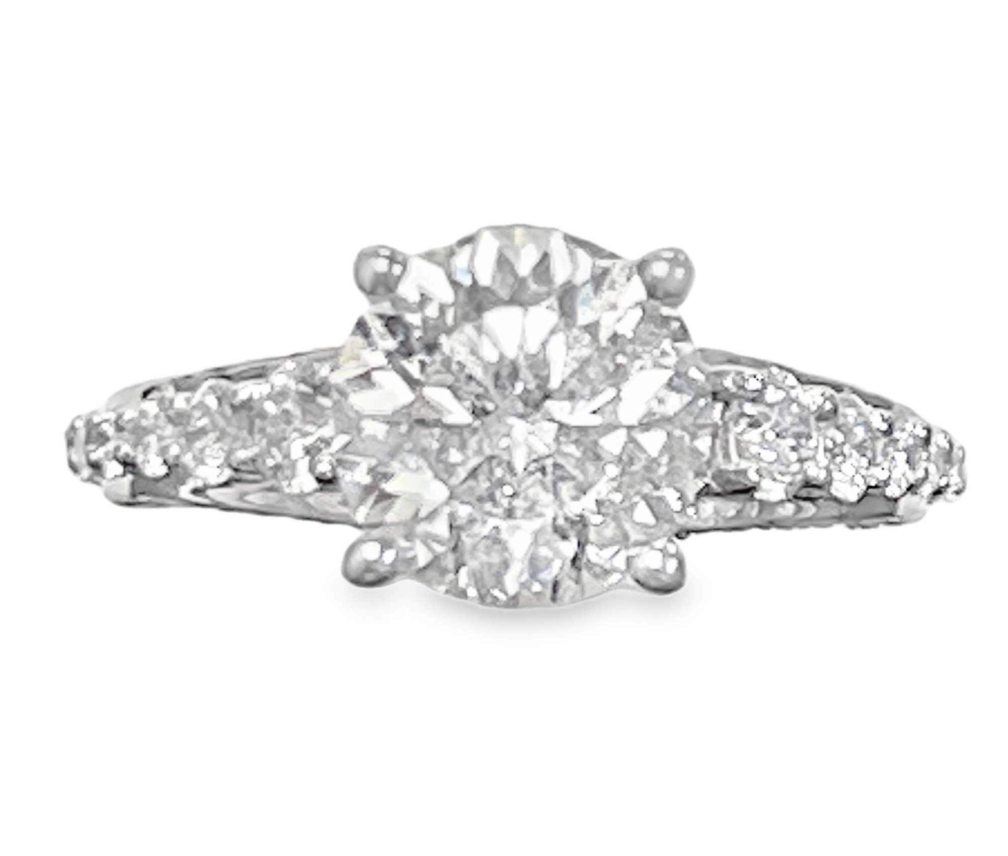 SUPER MAN MADE CREATED 2.46CTW DIAMOND ENGAGEMENT RING CONTAINING: 1.74CT ROUND DIAMOND CENTER D VS1 IGI 55J5587524 + 72 ROUND MELEE DIAMONDS .72CTW F VS2 14KW
