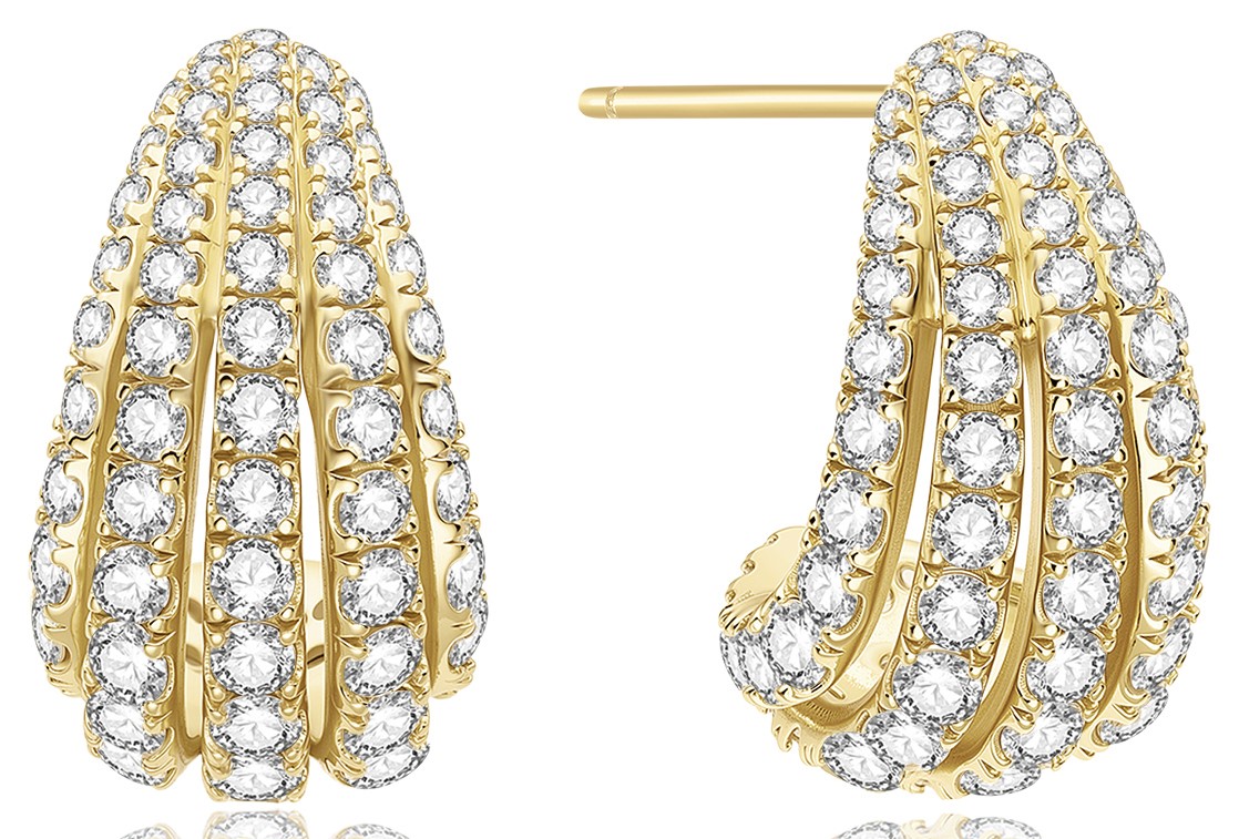 ANIA HAIE GOLD PAVE SHRIMP HOOP 5-ROW EARRINGS