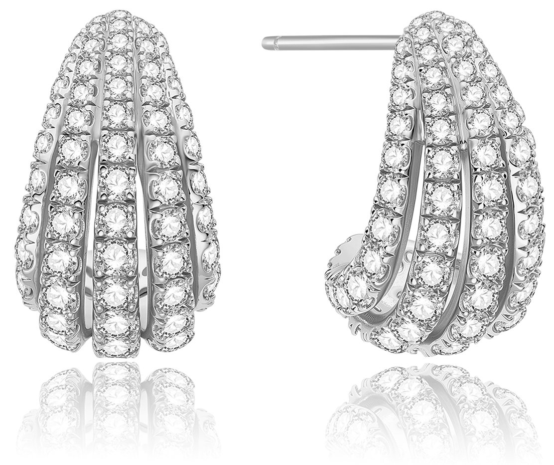 ANIA HAIE SILVER PAVE SHRIMP 5-ROW EARRINGS